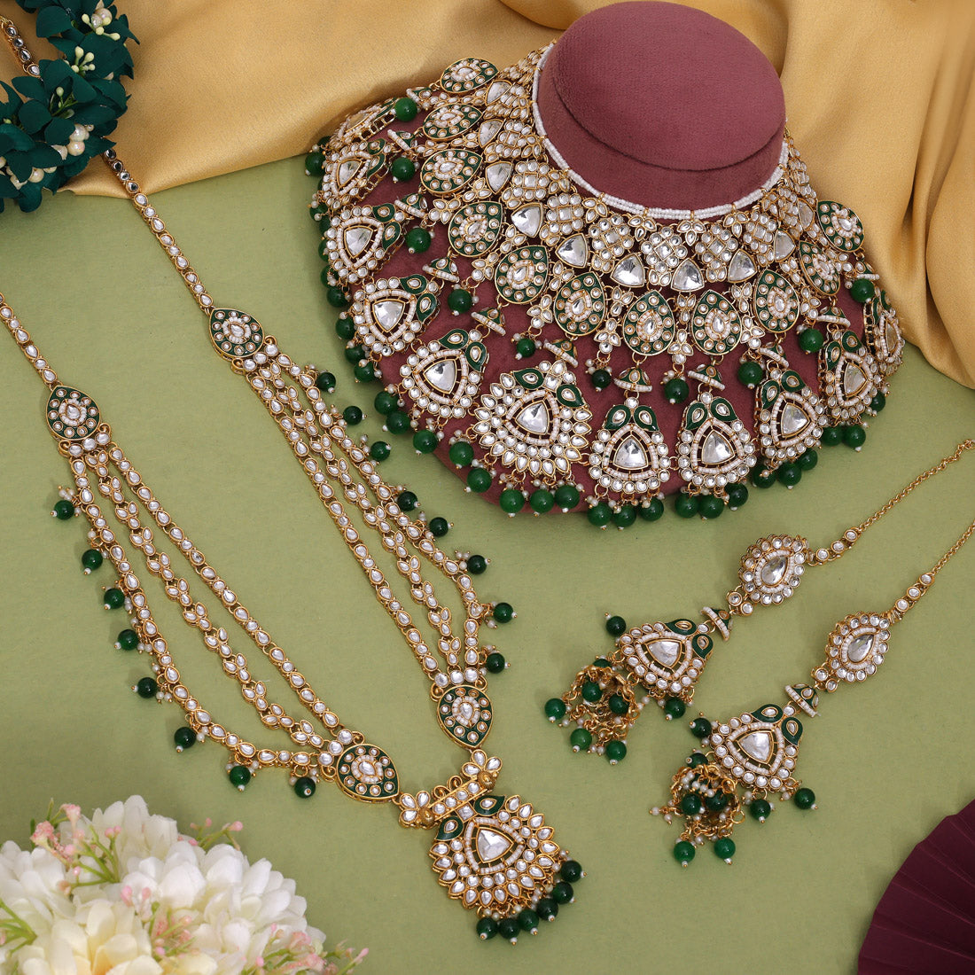 Green Color Kundan Dulhan Set (BDL275GRN) - Preyans.com