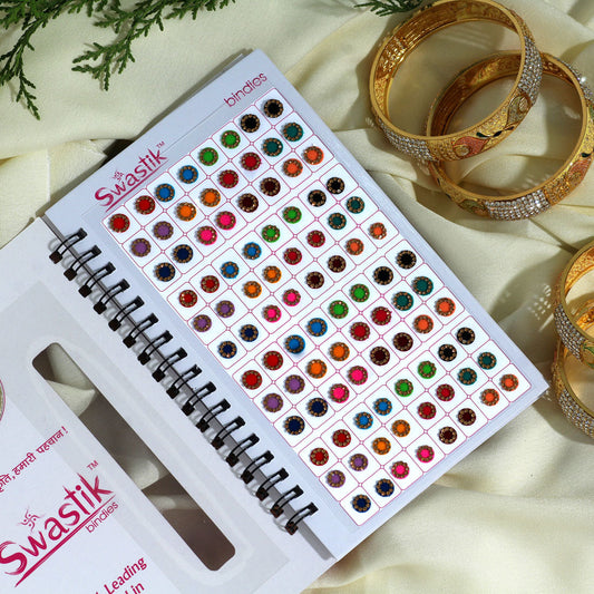 Assorted Color Velvet Bindi Book For Women & Girls- Total Pieces- 576 (BND197CMB) - Preyans.com