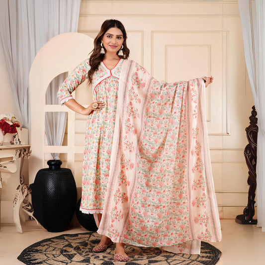 Pink Color Alia Cut Kurta Pant With Dupatta Set (CK221PNK) - Preyans.com