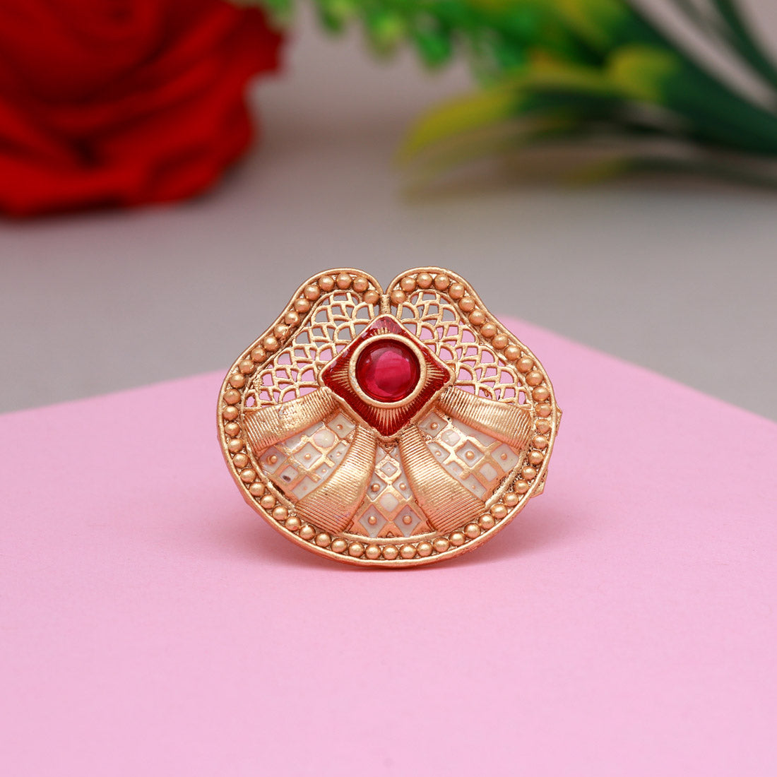 Rani Color Copper Finger Ring (CPR179RNI) - preyans.com