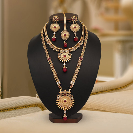 Maroon Color Premium Copper Necklace Set (CPRN204MRN) - preyans.com