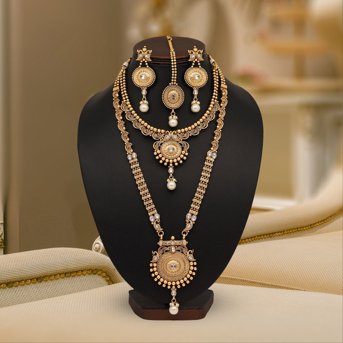 White Color Premium Copper Necklace Set (CPRN204WHT) - preyans.com