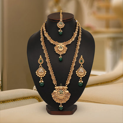 Green Color Premium Copper Necklace Set (CPRN205GRN) - preyans.com