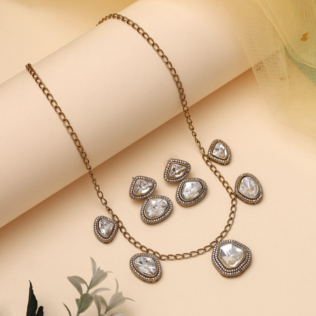 White Color American Diamond Necklace Set (CZN1003WHT) - preyans.com