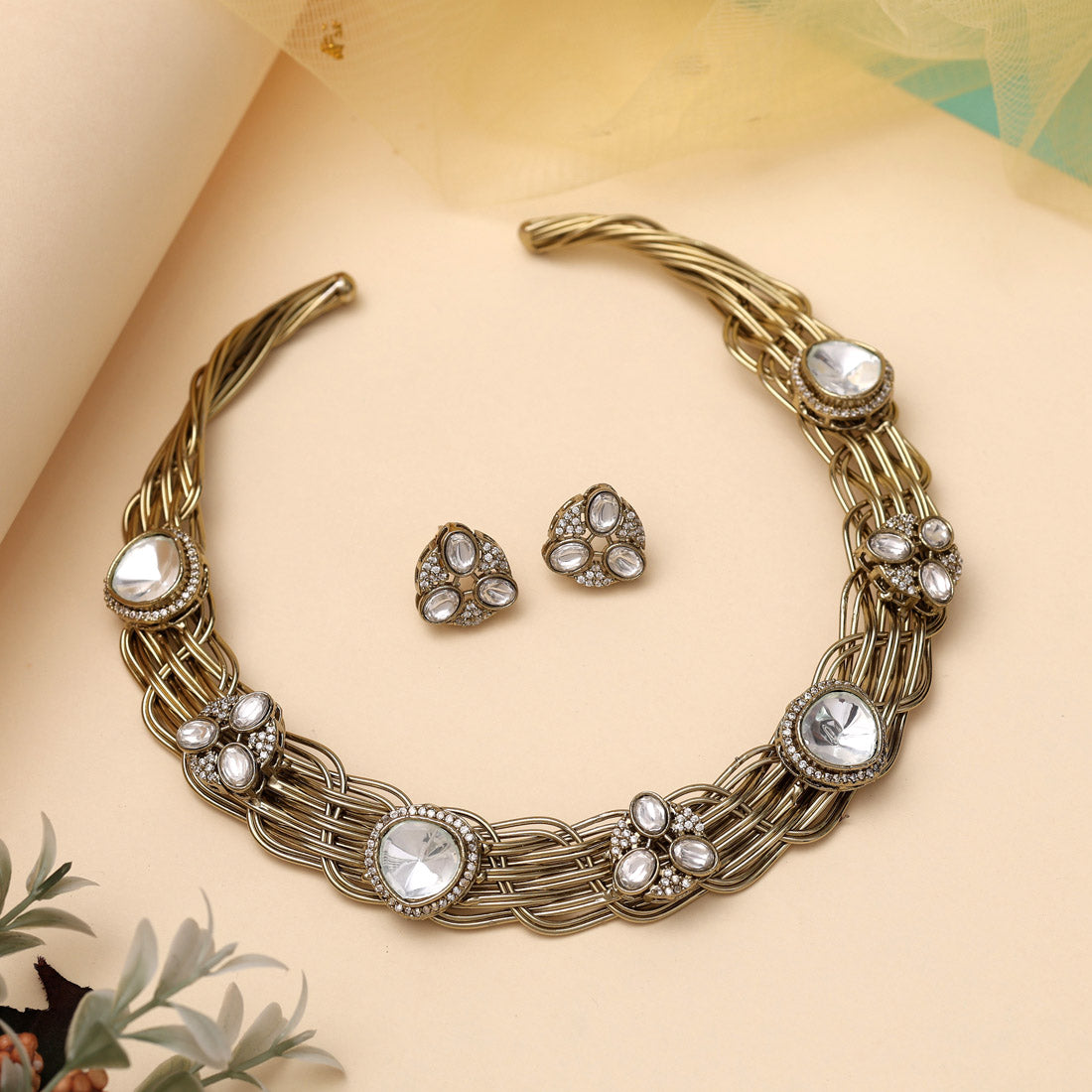 White Color American Diamond Necklace Set (CZN1004WHT) - preyans.com