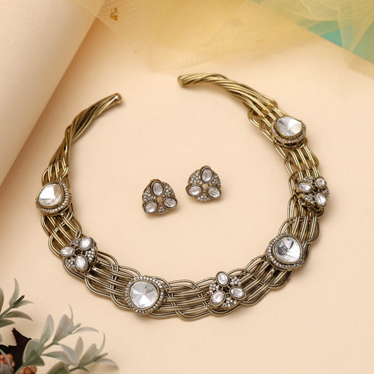 White Color American Diamond Necklace Set (CZN1004WHT) - preyans.com