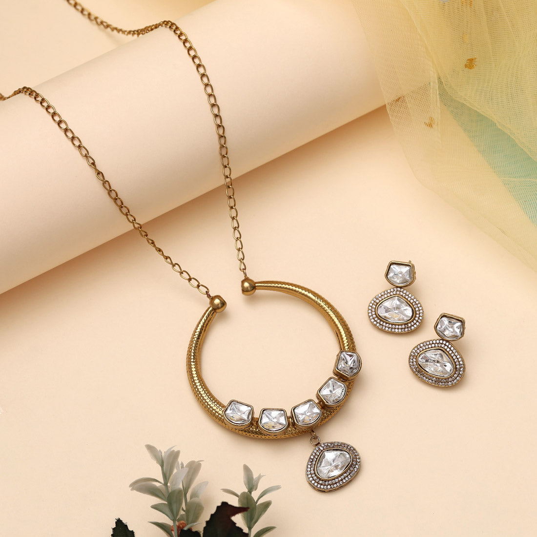 White Color American Diamond Necklace Set (CZN1006WHT) - preyans.com