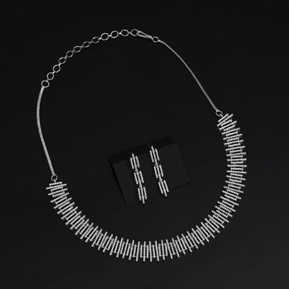 Silver Color American Diamond Necklace Set (CZN1012SLV) - preyans.com