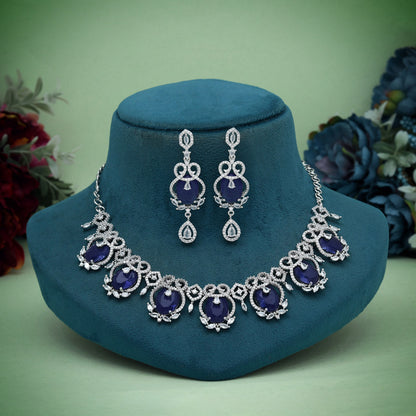 Purple Color American Diamond Necklace Set (CZN1015PRP) - preyans.com