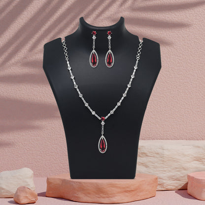 Rani Color American Diamond Necklace Set (CZN1020RNI) - Preyans.com