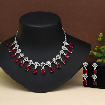 Rani Color American Diamond Necklace Set (CZN1021RNI) - Preyans.com