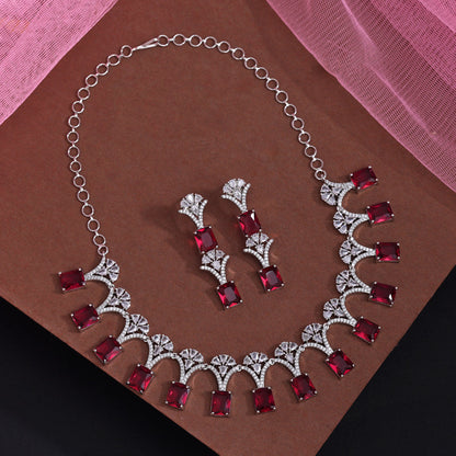 Rani Color American Diamond Necklace Set (CZN1021RNI) - Preyans.com