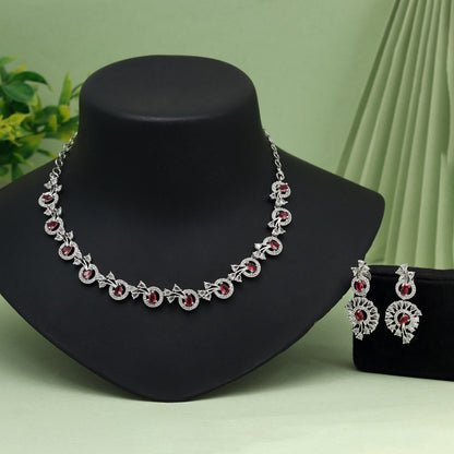 Rani Color American Diamond Necklace Set (CZN1022RNI) - Preyans.com