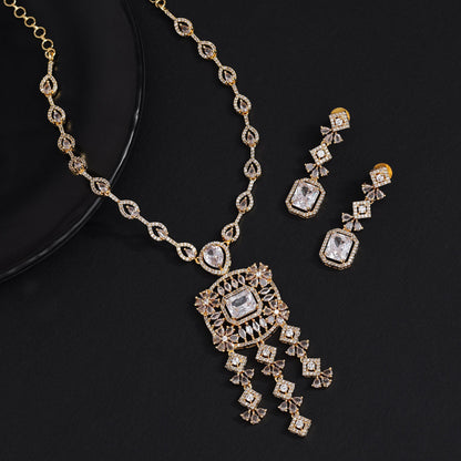 White Color American Diamond Necklace Set (CZN1025WHT) - Preyans.com