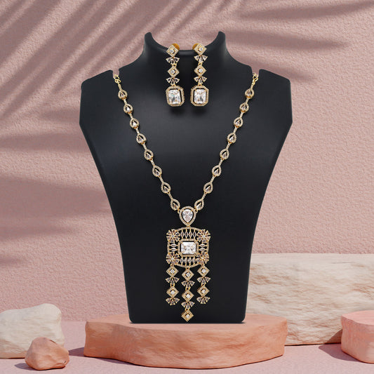 White Color American Diamond Necklace Set (CZN1025WHT) - Preyans.com