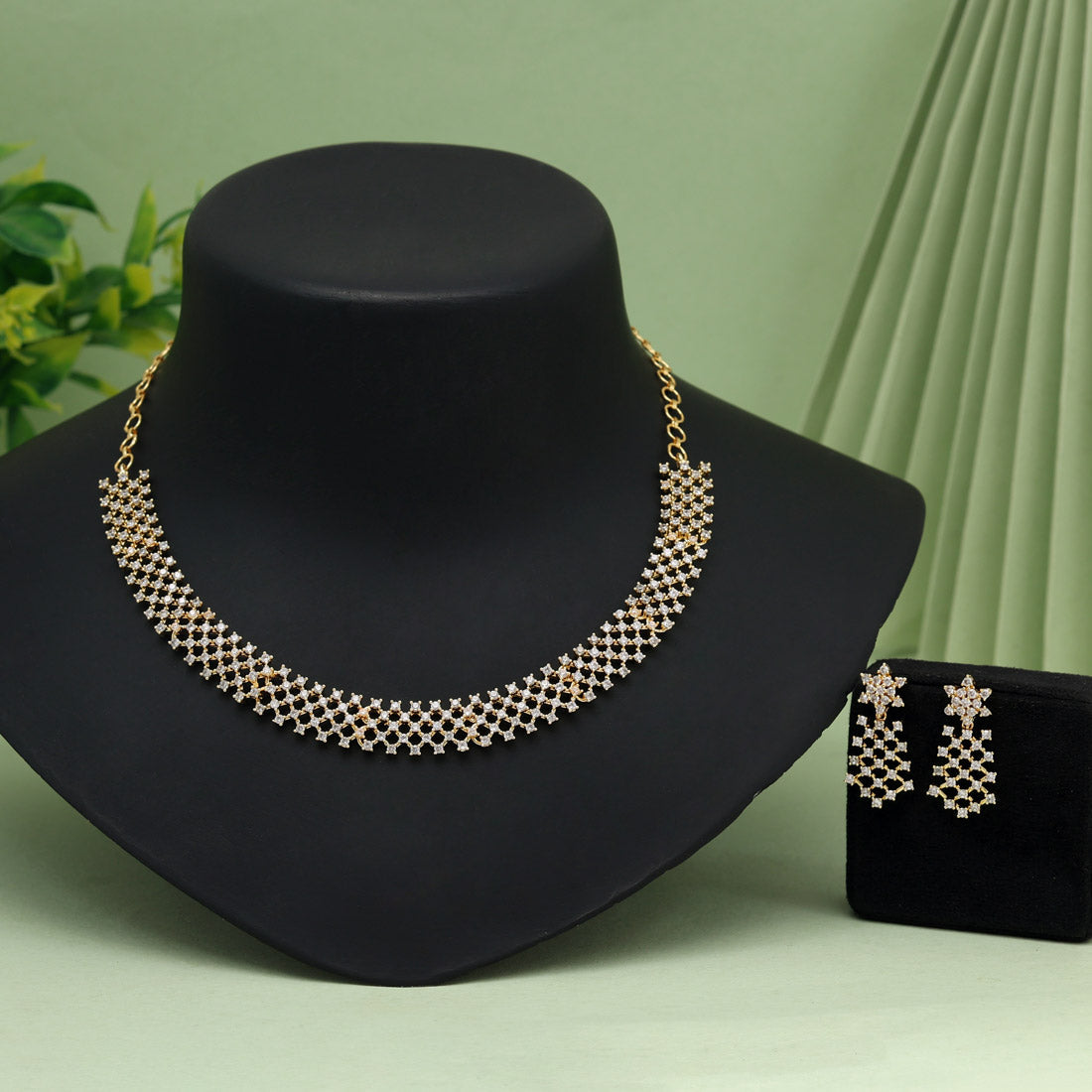 White Color American Diamond Necklace Set (CZN1026WHT) - Preyans.com