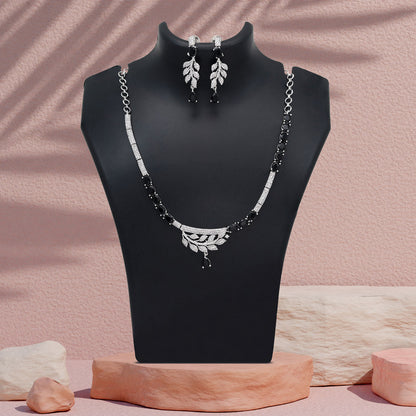 Black Color American Diamond Necklace Set (CZN1029BLK) - Preyans.com