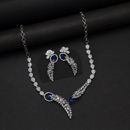 Blue Color American Diamond Necklace Set (CZN1031BLU) - Preyans.com