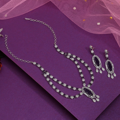 Purple Color American Diamond Necklaces Set (CZN1048PRP) - Preyans.com