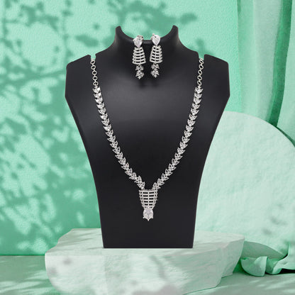 Silver Color American Diamond Necklaces Set (CZN1055SLV) - Preyans.com