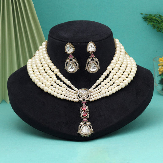 Rani Color American Diamond Necklaces Set (CZN1073RNI) - Preyans.com