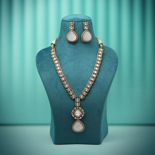 White Color American Diamond Necklaces Set - Preyans.com