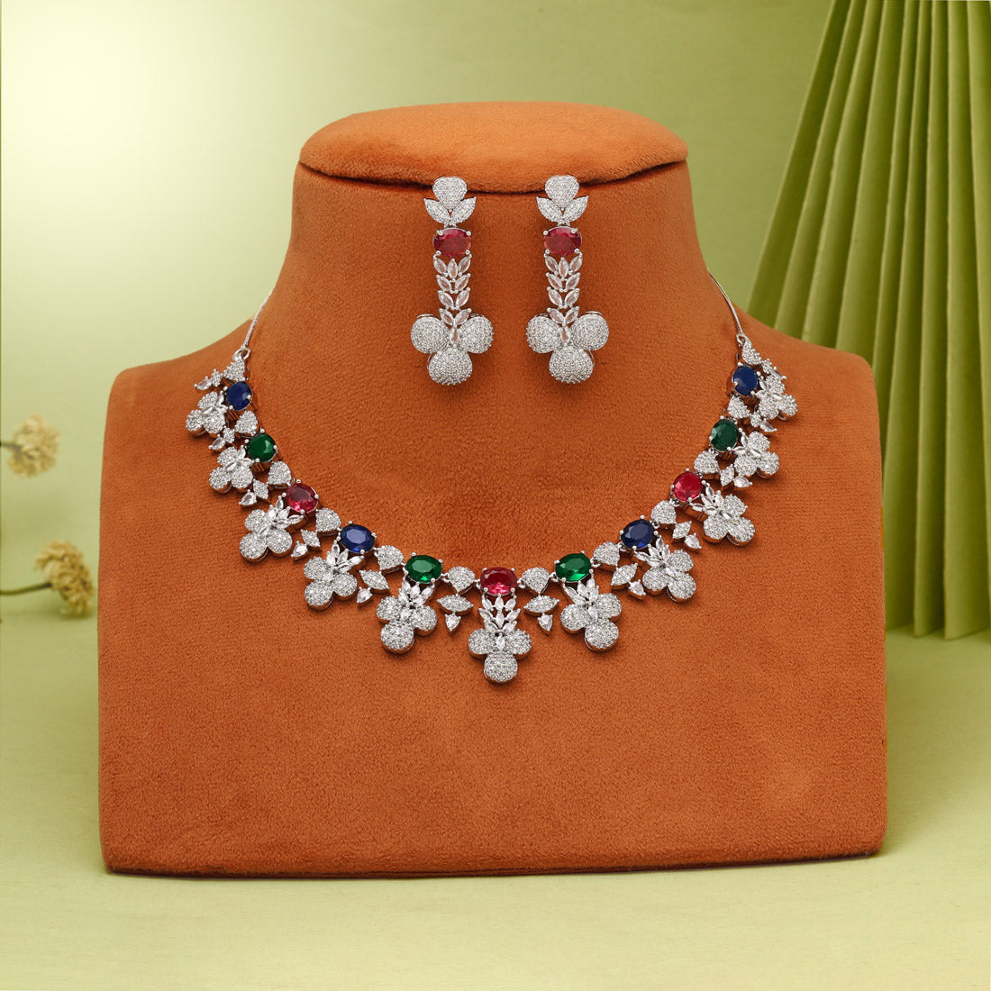 Multi Color American Diamond Necklaces Set - Preyans.com