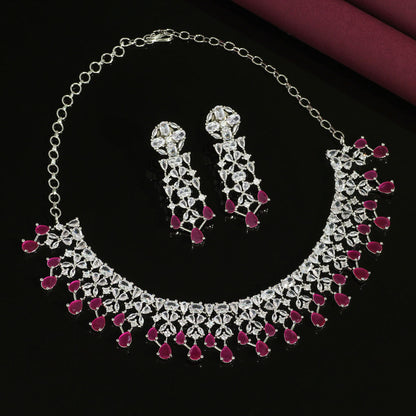 Rani Color Premium American Diamond Necklace Set (CZN593RNI) - Preyans.com