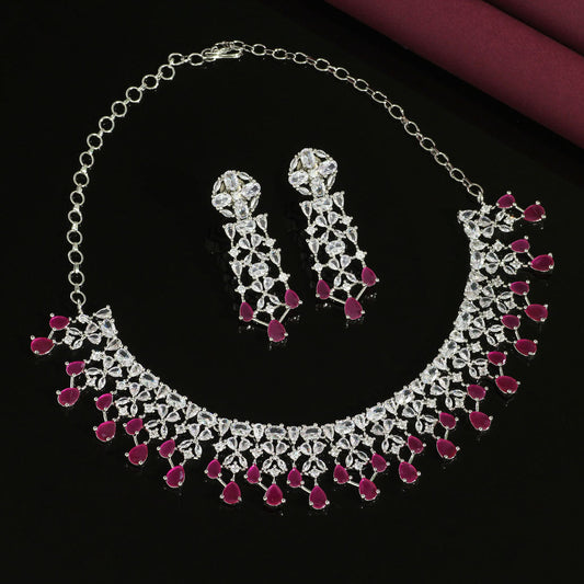 Rani Color Premium American Diamond Necklace Set (CZN593RNI) - Preyans.com