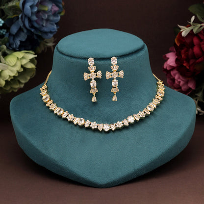 White Color American Diamond Necklace Set (CZN737WHT-PR) - preyans.com