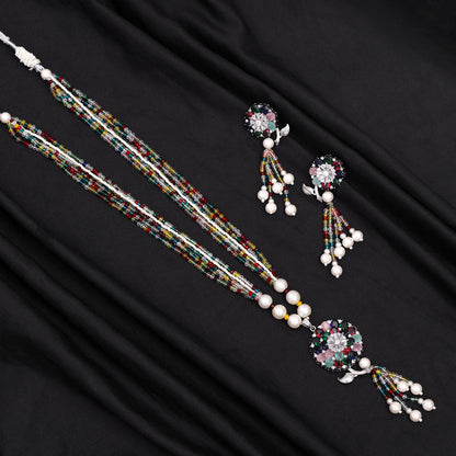 Multi Color American Diamond Necklace Set (CZN890MLT) - preyans.com