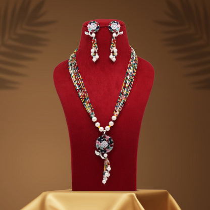 Multi Color American Diamond Necklace Set (CZN890MLT) - preyans.com