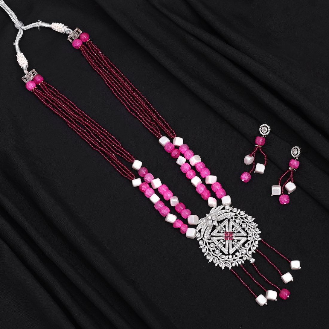 Rani Color American Diamond Necklace Set (CZN892RNI) - preyans.com