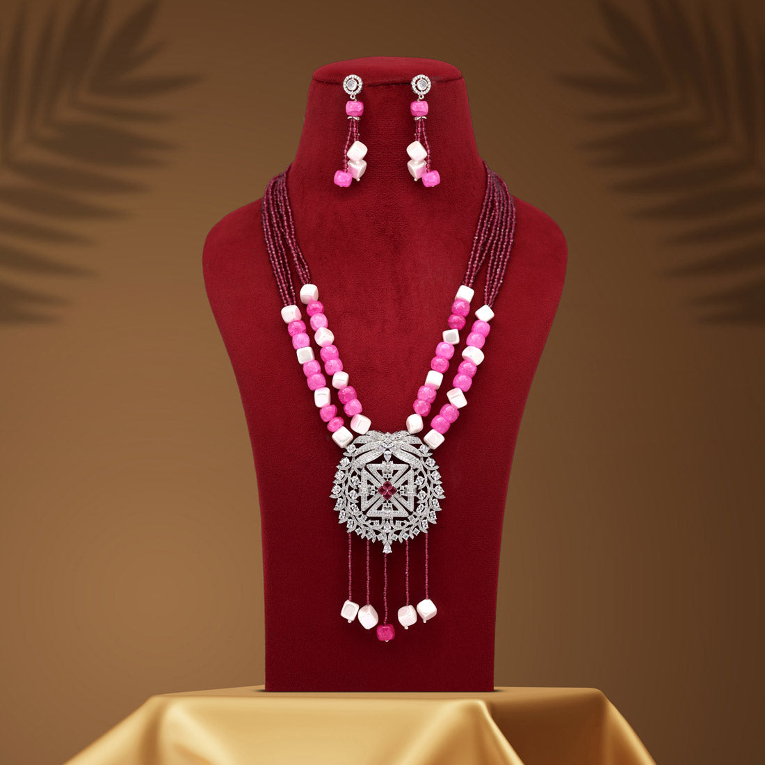 Rani Color American Diamond Necklace Set (CZN892RNI) - preyans.com