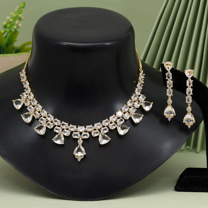 White Color American Diamond Necklace Set (CZN921WHT) - Preyans.com