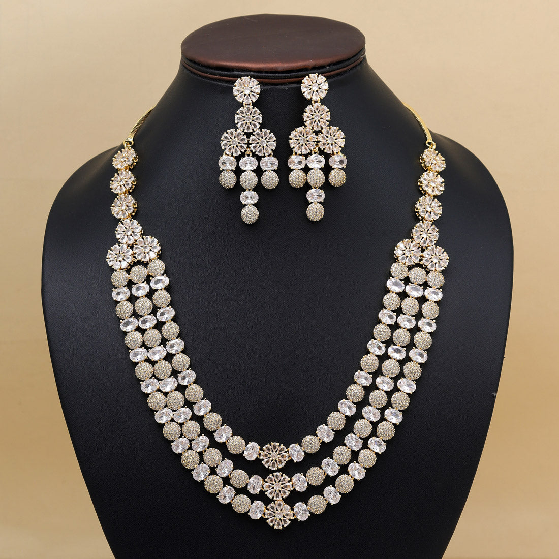 White Color American Diamond Necklace Set (CZN945WHT) - preyans.com