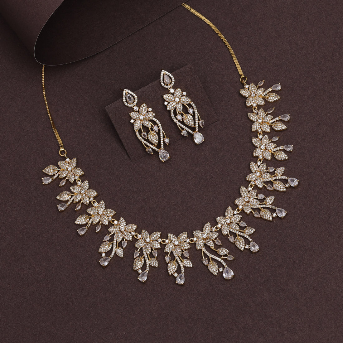 White Color American Diamond Necklace Set (CZN951WHT) - preyans.com