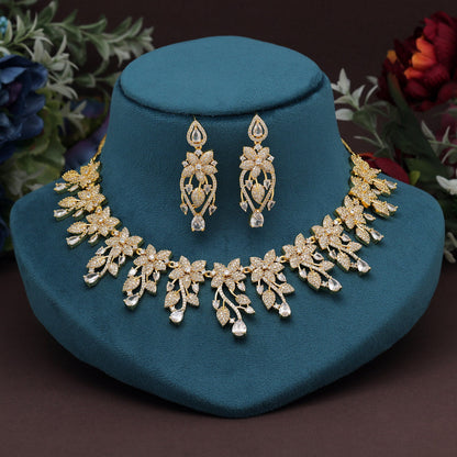 White Color American Diamond Necklace Set (CZN951WHT) - preyans.com