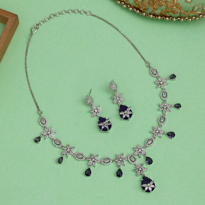 Purple Color American Diamond Necklace Set (CZN965PRP) - preyans.com