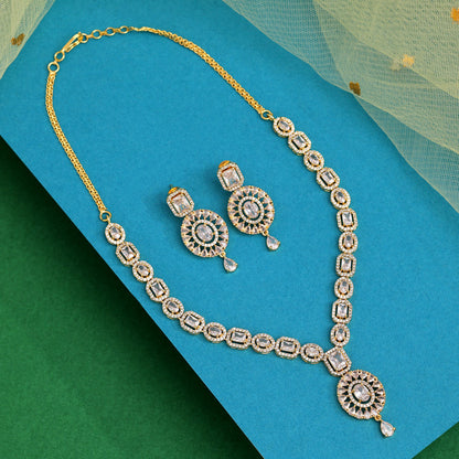 White Color American Diamond Necklace Set (CZN976WHT) - preyans.com