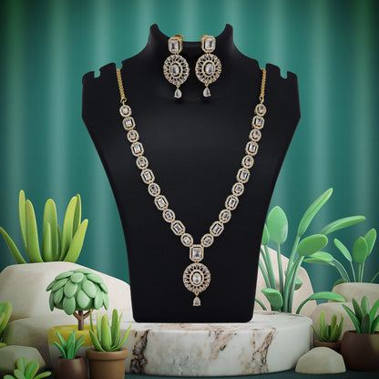 White Color American Diamond Necklace Set (CZN976WHT) - preyans.com