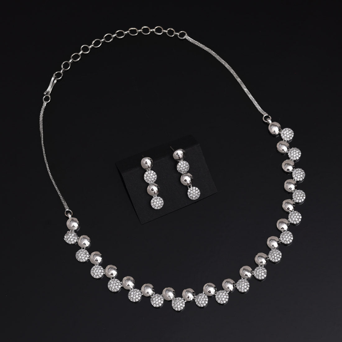 Silver Color American Diamond Necklace Set (CZN985SLV) - preyans.com