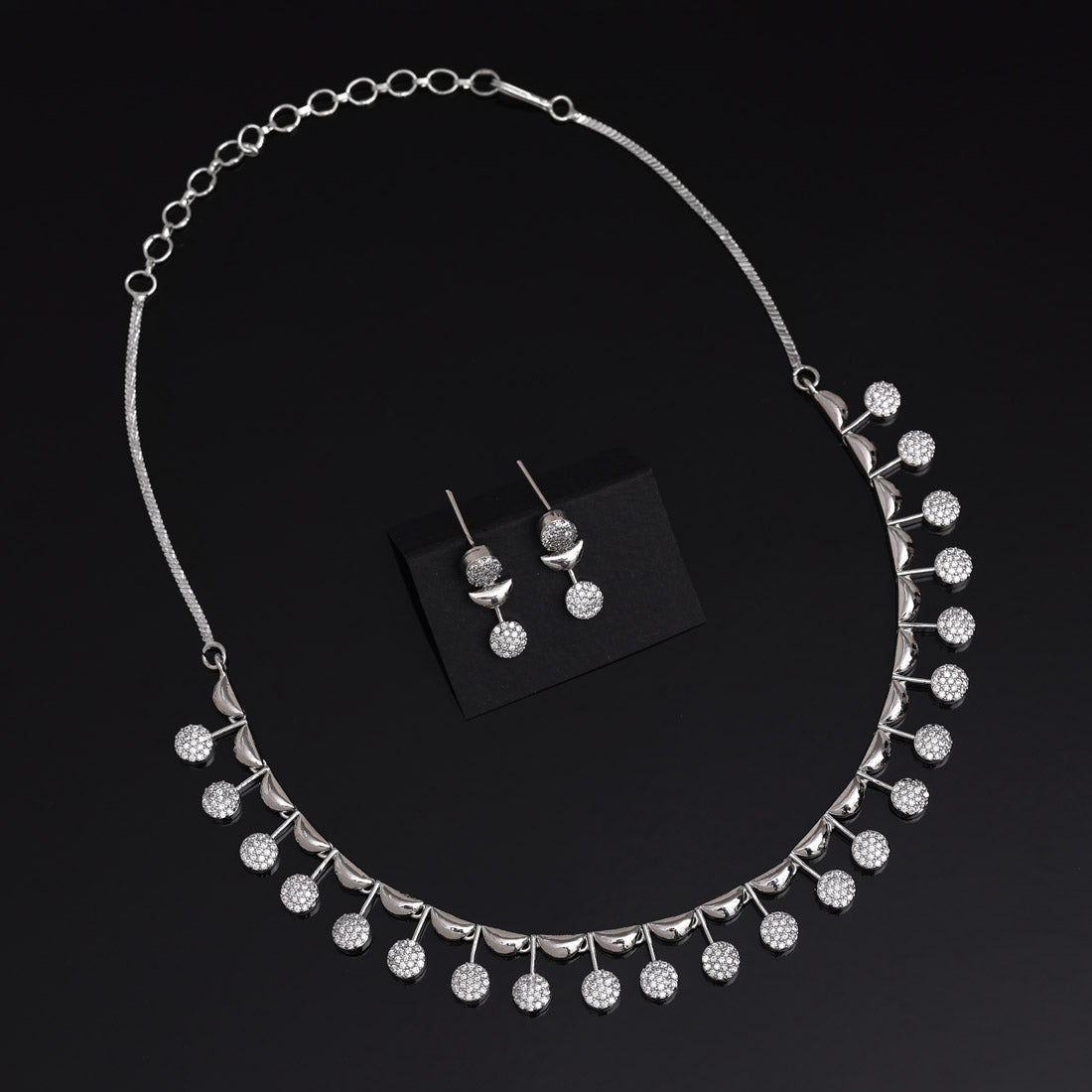 Silver Color American Diamond Necklace Set (CZN986SLV) - preyans.com