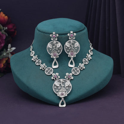 Rani Color American Diamond Necklace Set (CZN987RNI) - preyans.com