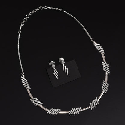 Silver Color American Diamond Necklace Set (CZN996SLV) - preyans.com