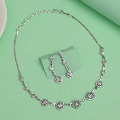 Silver Color American Diamond Necklace Set (CZN997SLV) - preyans.com