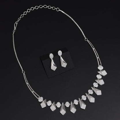 Silver Color American Diamond Necklace Set (CZN999SLV) - preyans.com