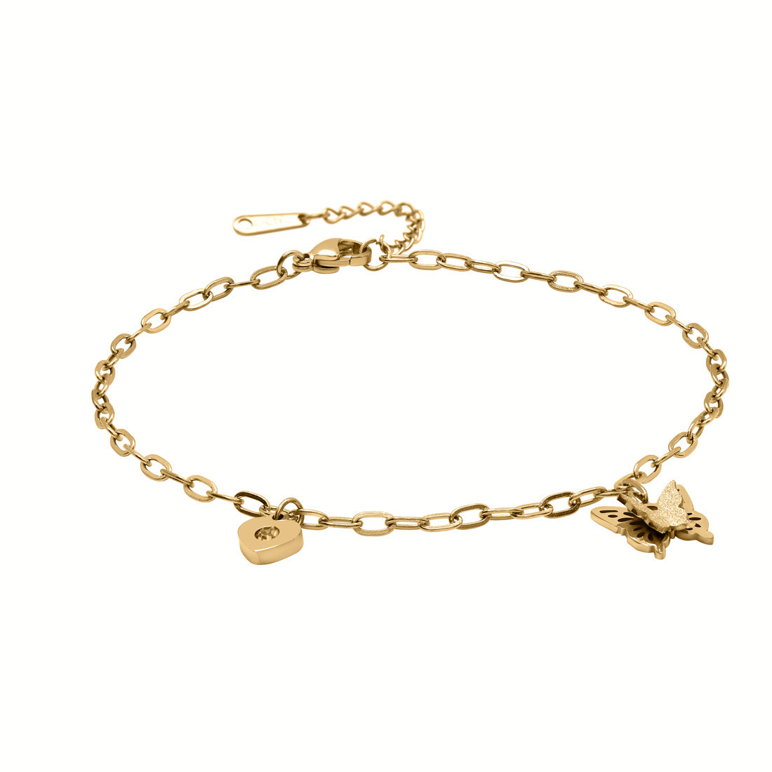 Gold Color Surgical Steel 18k Gold Plated Demi Fine Single Foot Anklet - Preyans.com