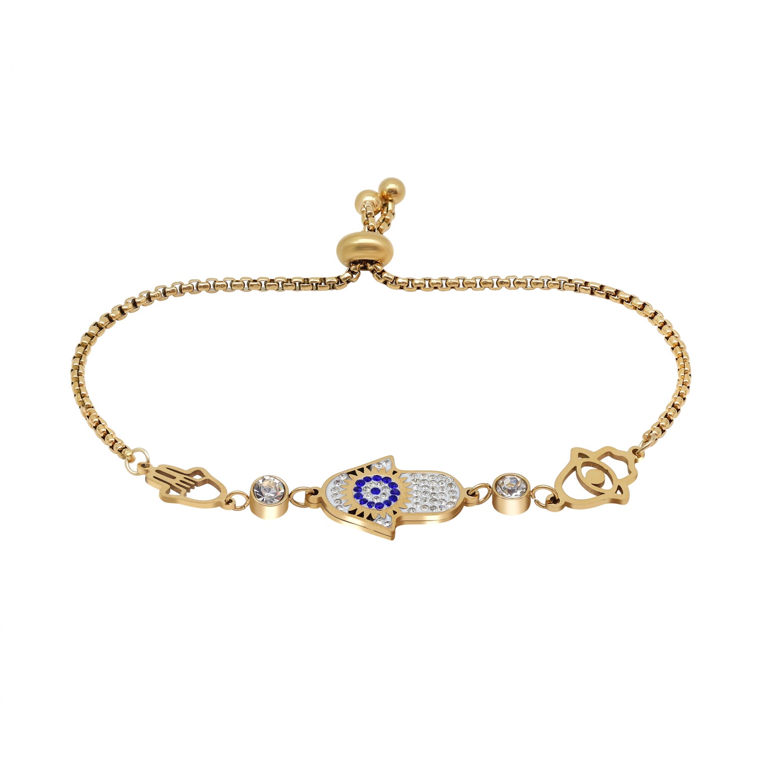 Cool Blue Color Surgical Steel 18k Gold Plated Demi Fine Bracelet - Preyans.com