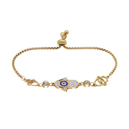 Cool Blue Color Surgical Steel 18k Gold Plated Demi Fine Bracelet - Preyans.com